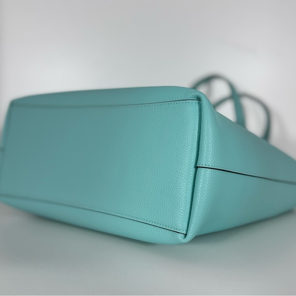 COACH Day Tote Bag in Aqua Blue & Matching Flower Charm - Picture 12 of 14